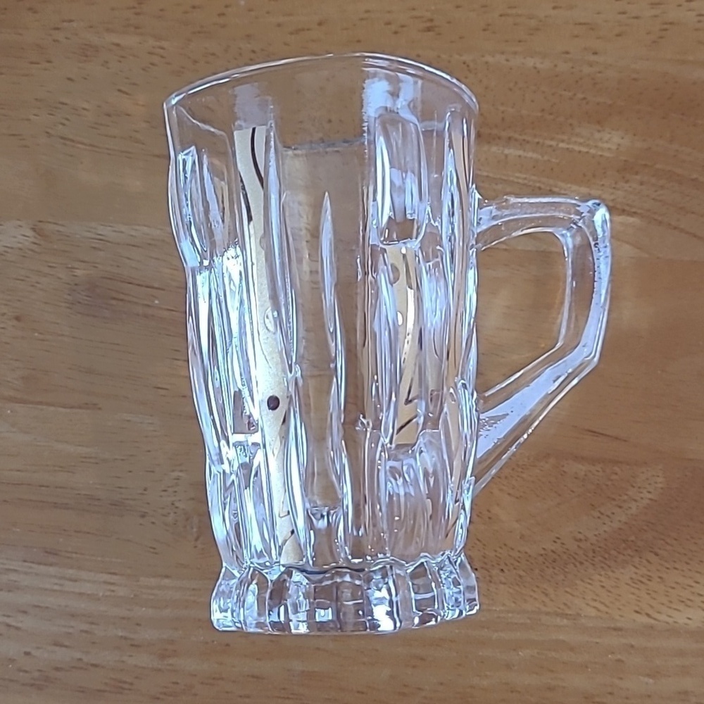 STUNNING Clear Glass Demitasse Mugs With Gold Tone Detail, Set of 6 Mugs - Picture 10 of 16